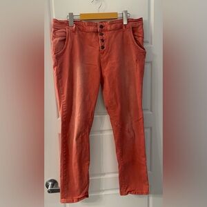 Esprit Women's Red Straight Leg Jeans Buttonfly Boyfriend Fit Distressed